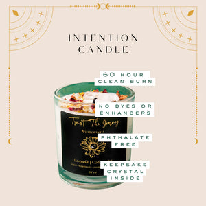 image of intention candle with its properties listed